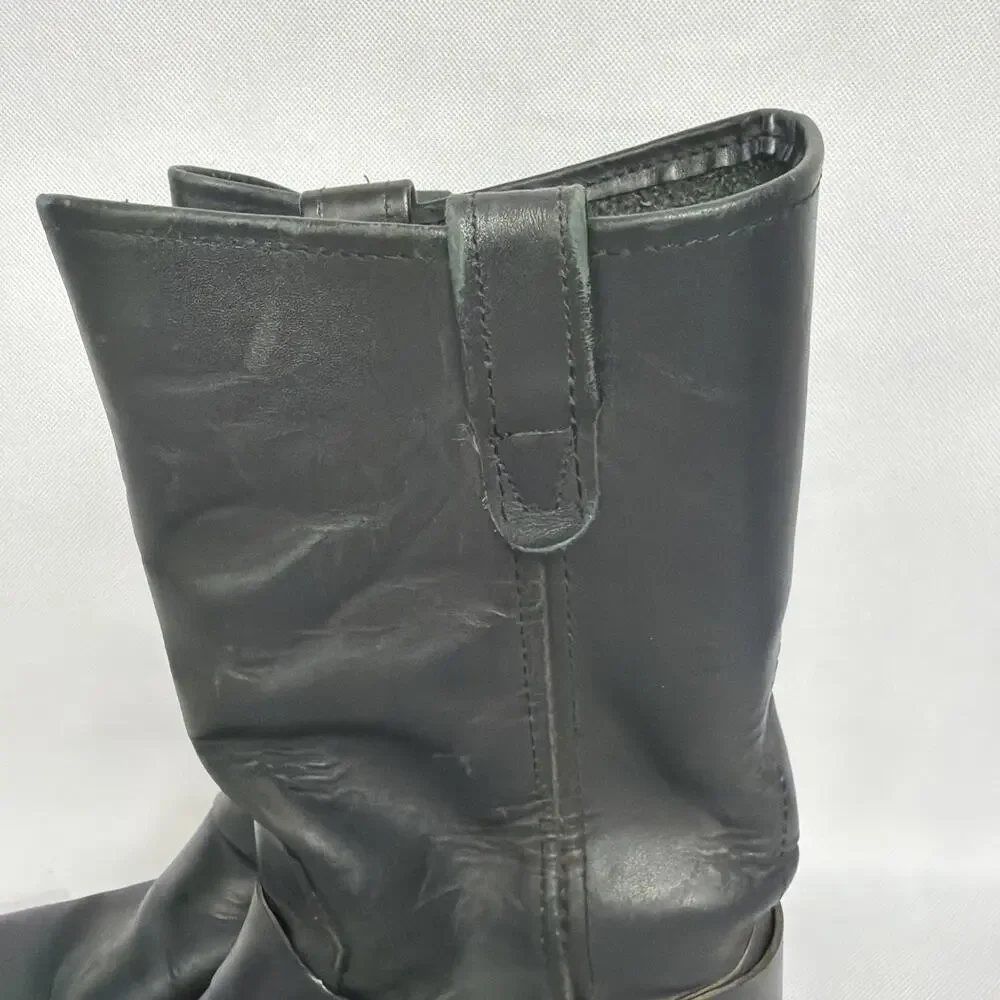 Double H Biker Boots Men Black Leather Square Toe Distressed Motorcycle 8.5